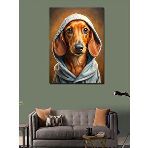 Kanvas Tablo Beyaz Kapşonlu Köpek