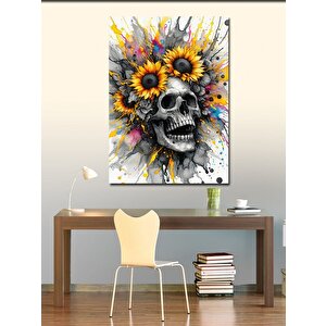 Kanvas Tablo Çiçekli Kurukafa 100x140 cm