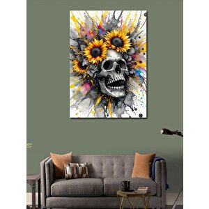 Kanvas Tablo Çiçekli Kurukafa 70x100 cm