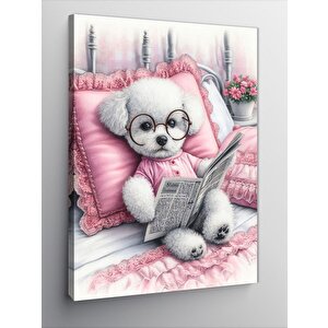 Kanvas Tablo Gazete Okuyan Köpek 70x100 cm