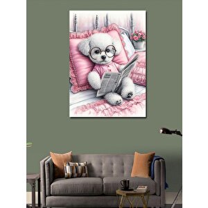 Kanvas Tablo Gazete Okuyan Köpek 70x100 cm