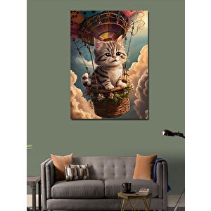 Kanvas Tablo Balon Turu Yapan Kedi 100x140 cm