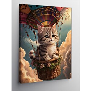 Kanvas Tablo Balon Turu Yapan Kedi