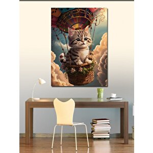 Kanvas Tablo Balon Turu Yapan Kedi