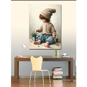 Kanvas Tablo Çiçeklerle Oynayan Çocuk 100x140 cm