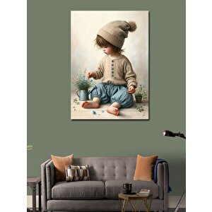 Kanvas Tablo Çiçeklerle Oynayan Çocuk 100x140 cm