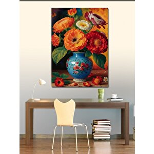 Kanvas Tablo Renkli Çiçekler Ve Vazo 70x100 cm