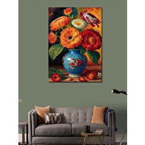 Kanvas Tablo Renkli Çiçekler Ve Vazo 70x100 cm