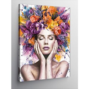 Kanvas Tablo Çiçek Saçlı Kadın 100x140 cm