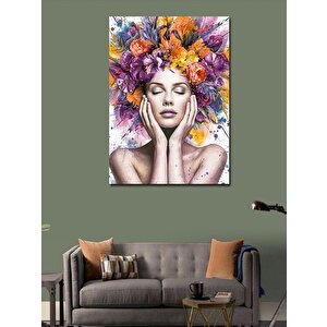 Kanvas Tablo Çiçek Saçlı Kadın 100x140 cm