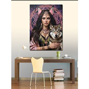 Kanvas Tablo Kurt Ve Yerli Kadın 70x100 cm