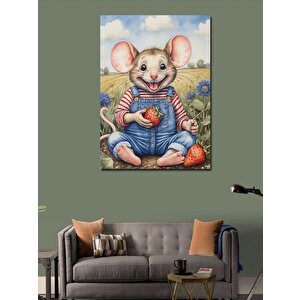 Kanvas Tablo Çilek Giyen Fare 70x100 cm