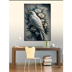 Kanvas Tablo Beyaz Güvercin Ve Çiçekler 70x100 cm