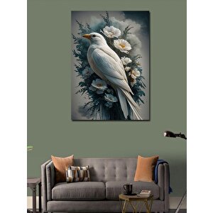 Kanvas Tablo Beyaz Güvercin Ve Çiçekler 70x100 cm