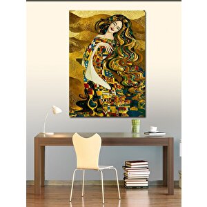 Kanvas Tablo Siyah Kadın Ve Kedi 100x140 cm