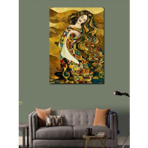 Kanvas Tablo Siyah Kadın Ve Kedi 100x140 cm