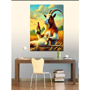 Kanvas Tablo Bira İçen Keçi 100x140 cm
