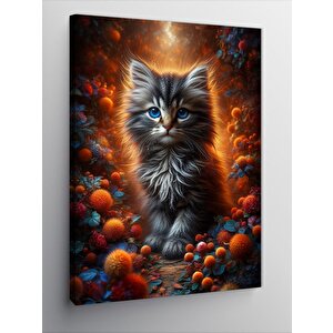 Kanvas Tablo Gri Kedi Ve Orman 100x140 cm