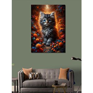Kanvas Tablo Gri Kedi Ve Orman