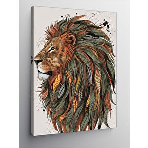 Kanvas Tablo Kuş Tüylü Aslan 70x100 cm