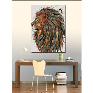 Kanvas Tablo Kuş Tüylü Aslan 70x100 cm