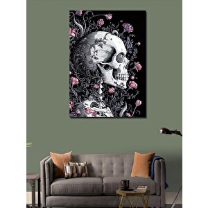Kanvas Tablo İskelet Ve Çiçekler 100x140 cm