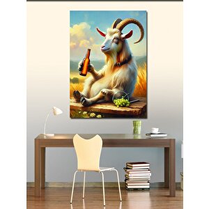 Kanvas Tablo Bira İçen Keçi 100x140 cm
