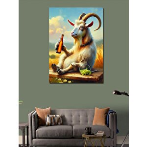 Kanvas Tablo Bira İçen Keçi 100x140 cm