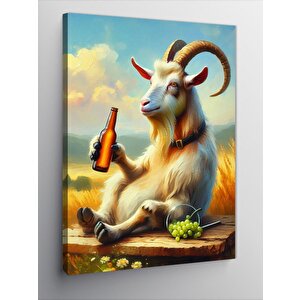 Kanvas Tablo Bira İçen Keçi 70x100 cm