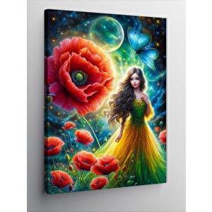 Kanvas Tablo Gelince Çiçekleri Ve Kadın 70x100 cm