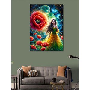 Kanvas Tablo Gelince Çiçekleri Ve Kadın 70x100 cm