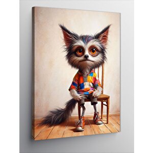 Kanvas Tablo Renkli Tişörtlü Köpek 70x100 cm