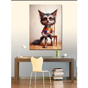 Kanvas Tablo Renkli Tişörtlü Köpek 70x100 cm