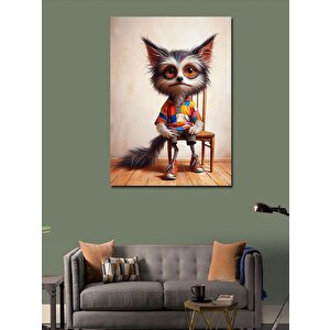 Kanvas Tablo Renkli Tişörtlü Köpek 70x100 cm