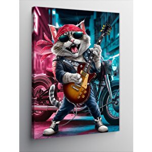 Kanvas Tablo Gitar Çalan Kedi
