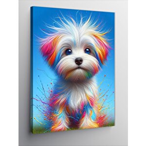 Kanvas Tablo Renkli Tüylü Köpek 100x140 cm