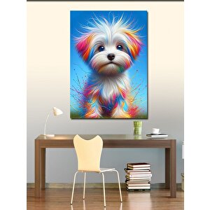 Kanvas Tablo Renkli Tüylü Köpek 100x140 cm