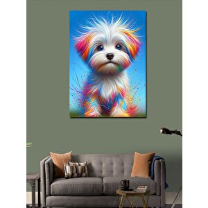 Kanvas Tablo Renkli Tüylü Köpek 100x140 cm