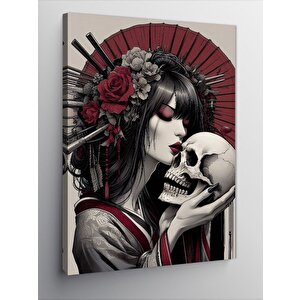 Kanvas Tablo Japon Kadın Ve Kuru Kafa 100x140 cm