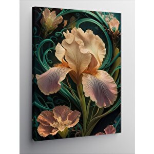 Kanvas Tablo Beyaz Çiçek Yeşil Fon 70x100 cm