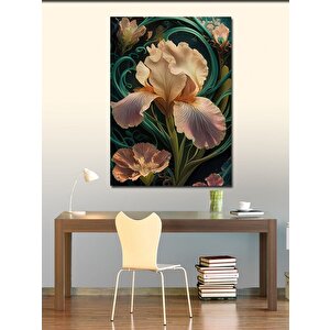 Kanvas Tablo Beyaz Çiçek Yeşil Fon 70x100 cm