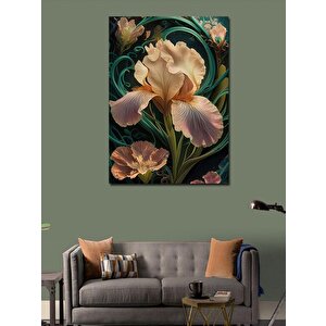 Kanvas Tablo Beyaz Çiçek Yeşil Fon 70x100 cm