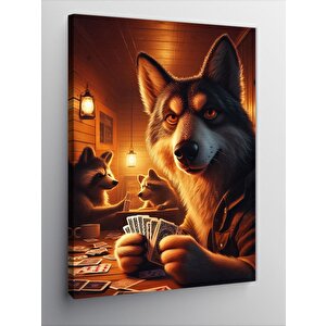 Kanvas Tablo Poker Oynayan Kurt