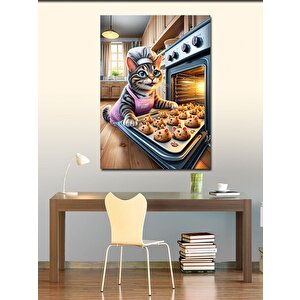 Kanvas Tablo Kurabiye Yapan Kedi 70x100 cm