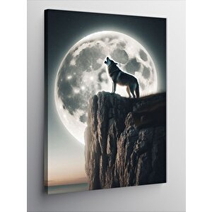 Kanvas Tablo Dolunay Ve Kurt 70x100 cm