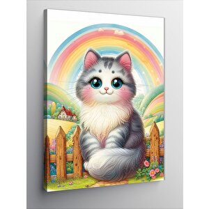 Kanvas Tablo Çitlerin Üstündeki Kedi 70x100 cm
