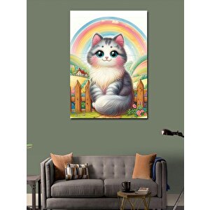 Kanvas Tablo Çitlerin Üstündeki Kedi 70x100 cm