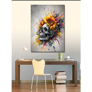 Kanvas Tablo Kuru Kafa Ve Çiçekler 70x100 cm
