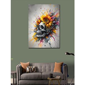 Kanvas Tablo Kuru Kafa Ve Çiçekler 70x100 cm