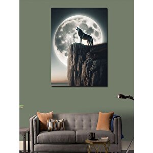 Kanvas Tablo Dolunay Ve Kurt 100x140 cm